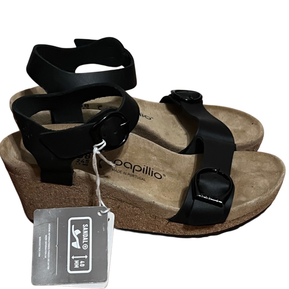 NWT Papillo Birkenstock Soley Leather Modern Boho Euro Minimalist Wedge Sandal